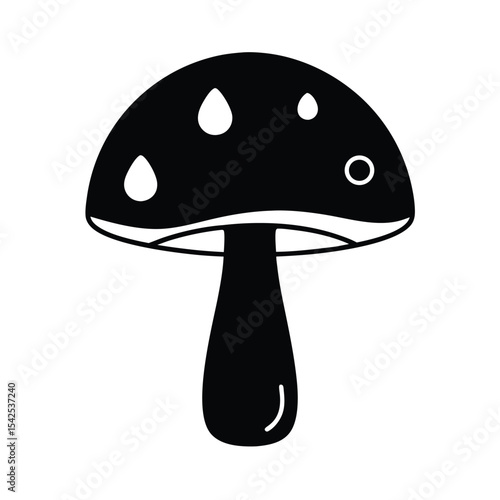 Elegant silhouette of a mushroom with water droplets on its cap perfect for nature themed designs and illustrations