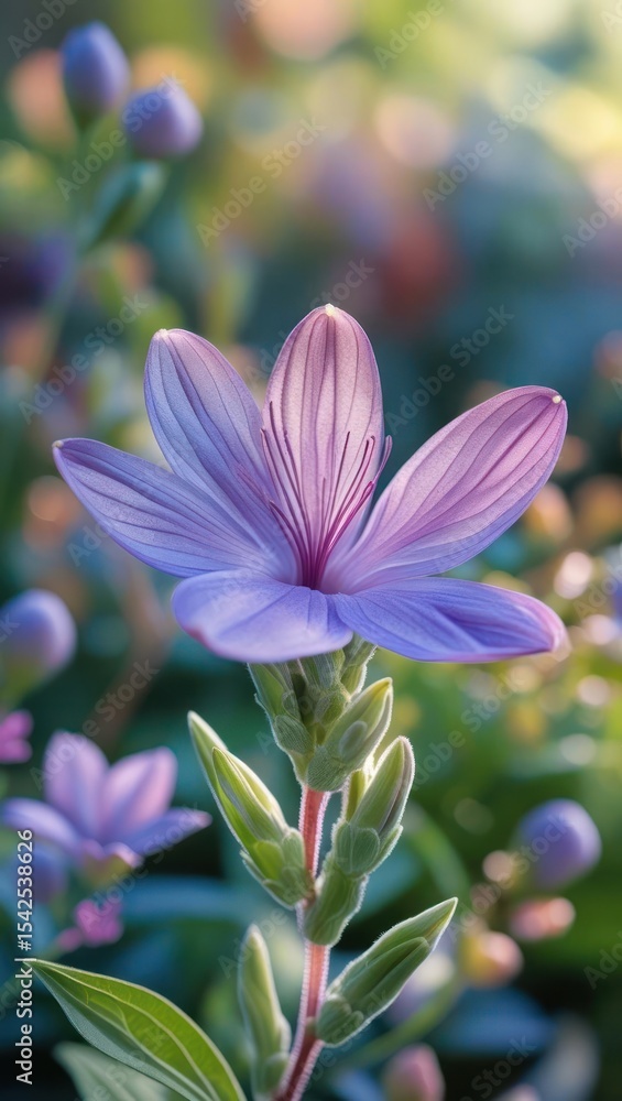Fototapeta premium Close-up view of a delicate purple flower.
