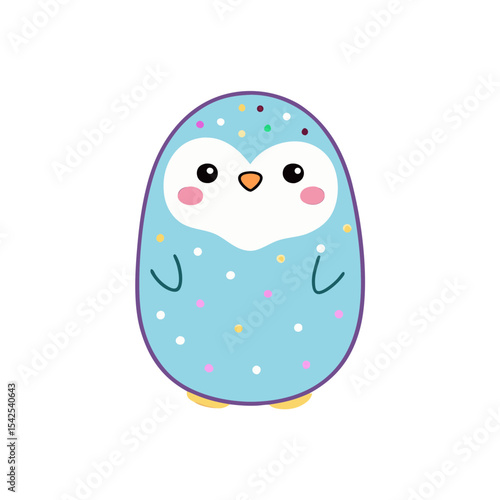 Cute Kawaii Penguin with Rosy Cheeks and Sprinkles