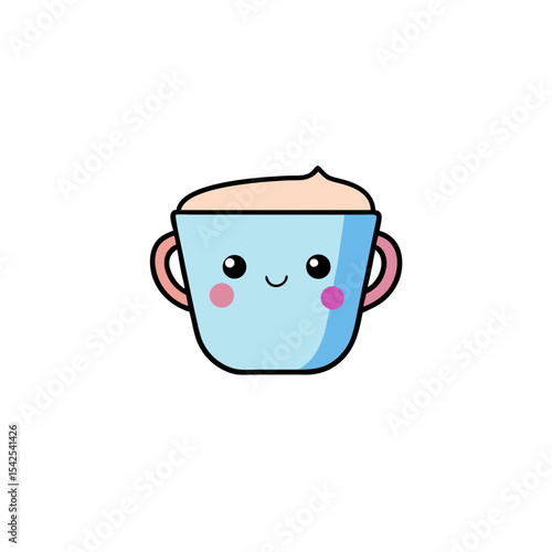 Kawaii Teacup with Rosy Cheeks and Sprinkles