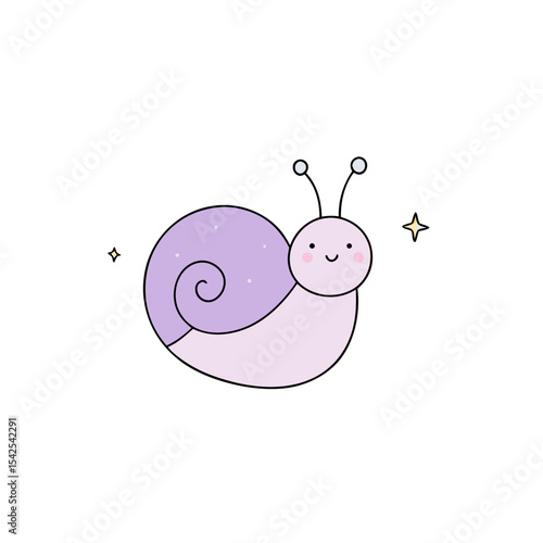 Kawaii Snail with Rosy Cheeks and Sprinkles