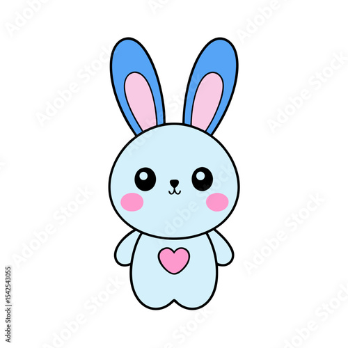 Kawaii Bunny with Rosy Cheeks and Heart Accent