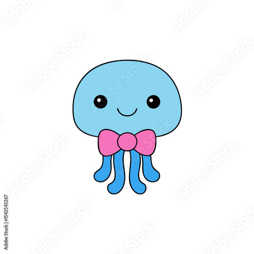 Kawaii Jellyfish with Rosy Cheeks and Bowtie