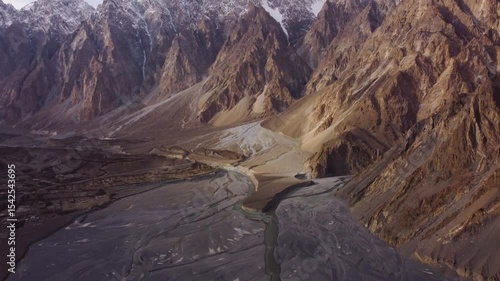 Drone views of Passu in Hunza Valley (Pakistan)