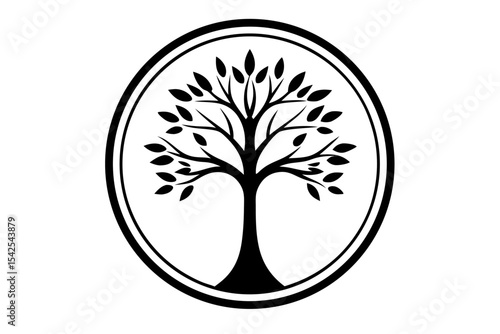 Black Silhouette Stylized Tree of Life Oval Frame tree silhouette