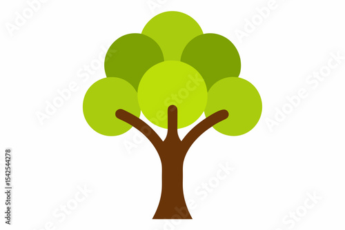 Simple Green Tree Icon Flat Design Brown Trunk vector 1