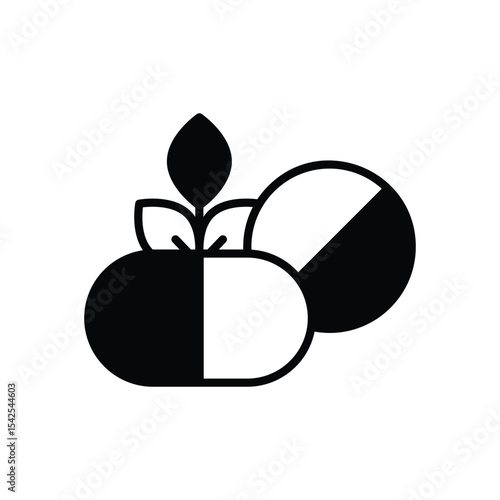 Herbal Pill icon vector
