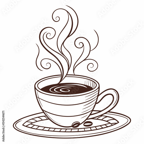Cup of Hot Coffee with Steam Swirls