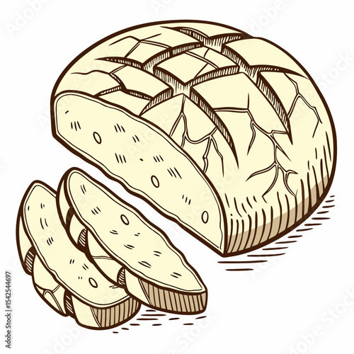 Rustic Loaf of Bread with Cracked Crust