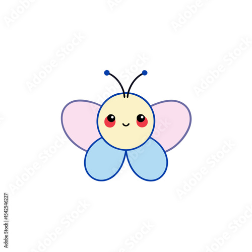 Kawaii Butterfly with Rosy Cheeks and Cherry
