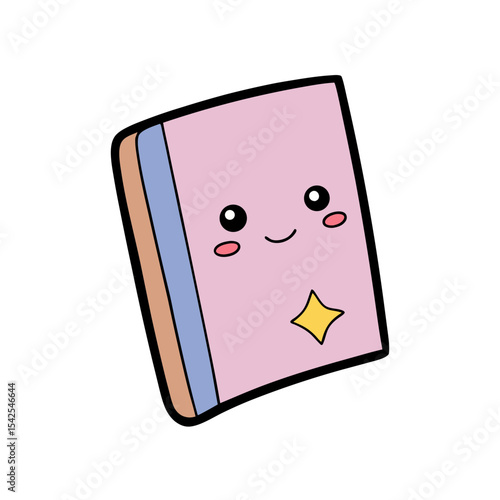 Kawaii Book with Rosy Cheeks and Star Sparkle