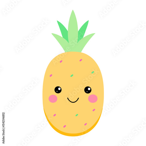Cute Kawaii Pineapple with Blushing Cheeks