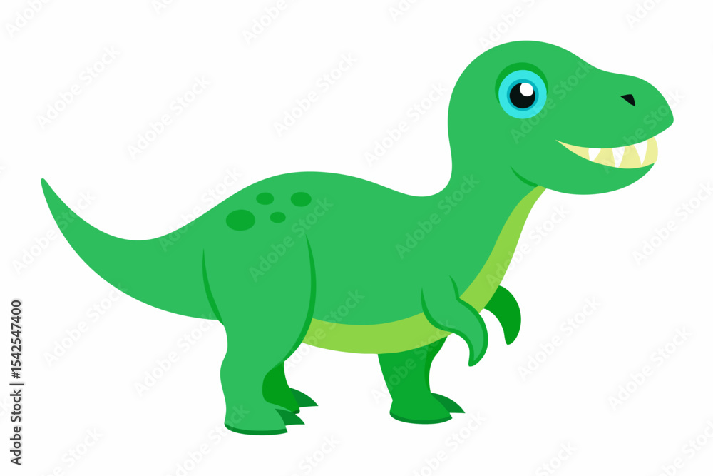 Friendly Green Cartoon Tyrannosaurus Rex Illustration 1 Friendly Green Cartoon Tyrannosaurus Rex Illustration 1
