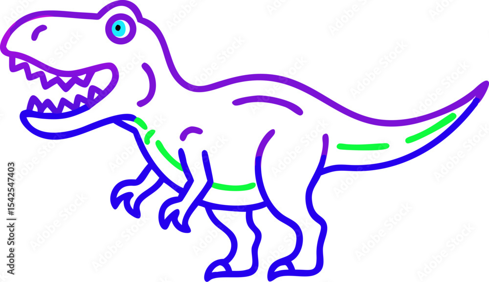 Fototapeta premium Friendly Green Blue Cartoon Tyrannosaurus Rex Dinosaur