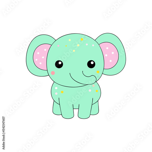 Cute Kawaii Elephant Baby with Rosy Cheeks