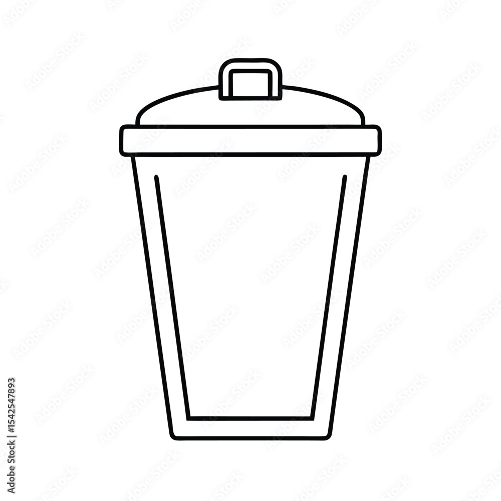 Recycling bin with labeled lid detailed outline in line art Vector illustration Recycling bin with labeled lid detailed outline in line art Vector illustration