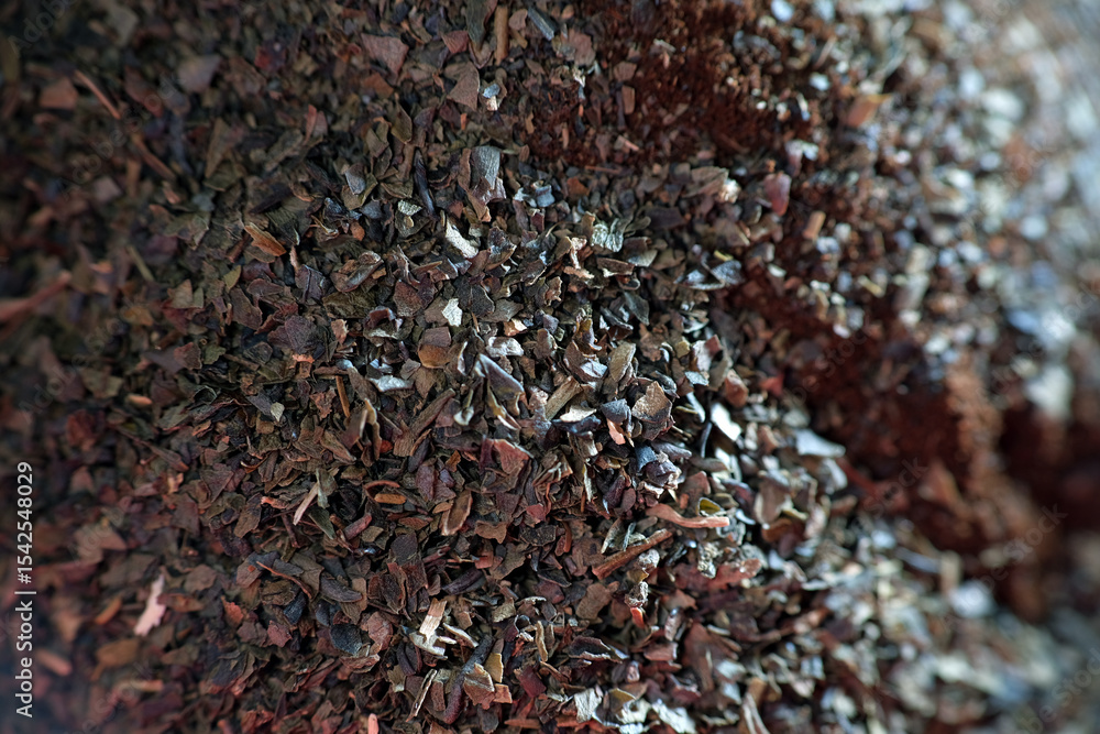 Fototapeta premium Macro texture of dried tea leave for the tea bag