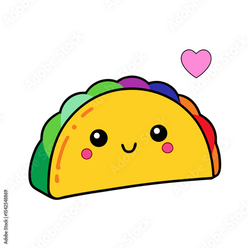 Cute Kawaii Taco with Rosy Cheeks and Rainbow Trail