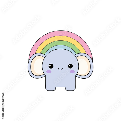 Cute Kawaii Elephant Baby with Rosy Cheeks