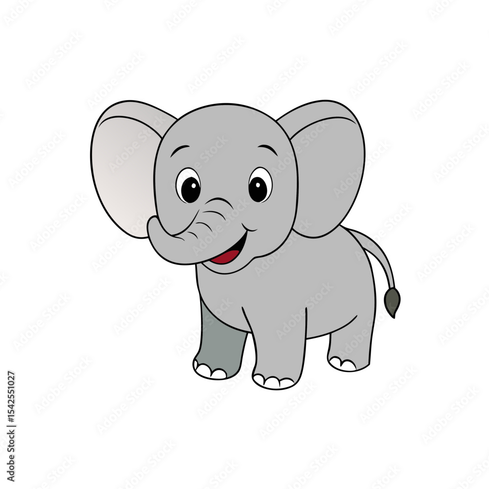 Naklejka premium Cute Vector Illustration of a Smiling Cartoon Elephant