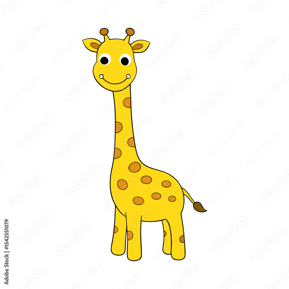 Fototapeta premium Cute Vector Illustration of a Smiling Cartoon Giraffe