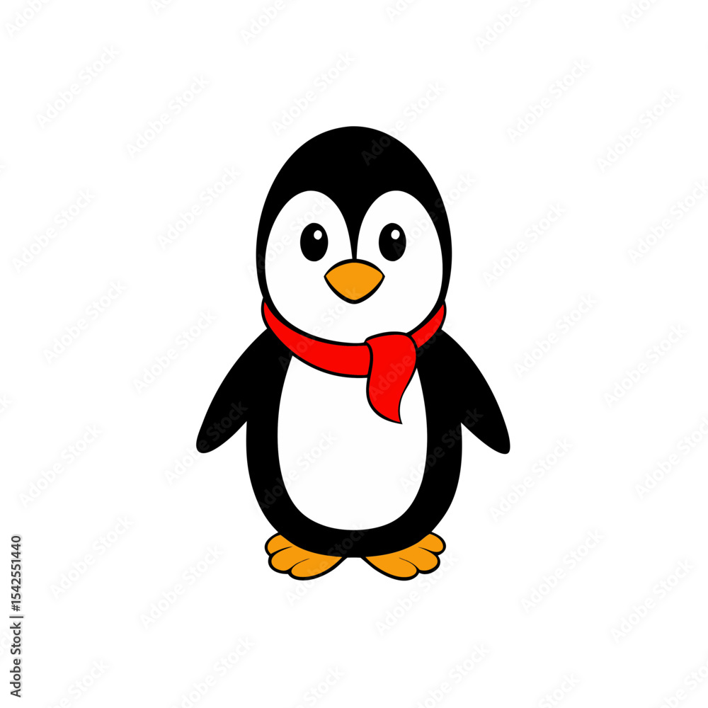 Cute Vector Illustration of a Smiling Cartoon Penguin Cute Vector Illustration of a Smiling Cartoon Penguin