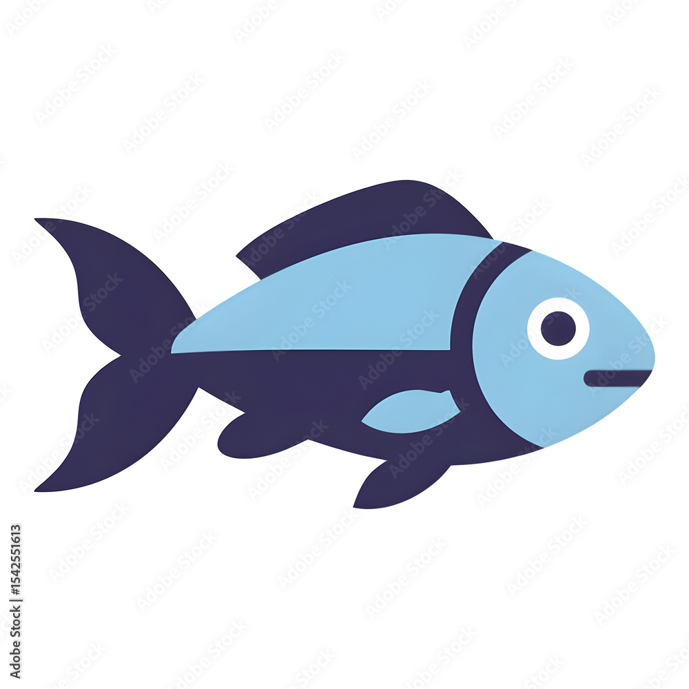 Fototapeta premium Simplified Aquatic Creature Illustration with Blue and Purple Tones