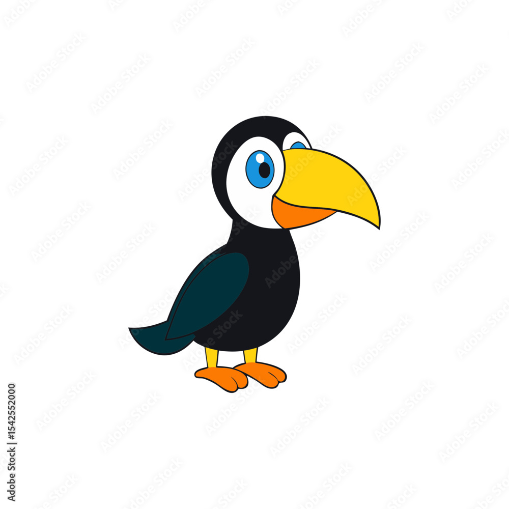 Fototapeta premium Cute Vector Illustration of a Smiling Cartoon Toucan
