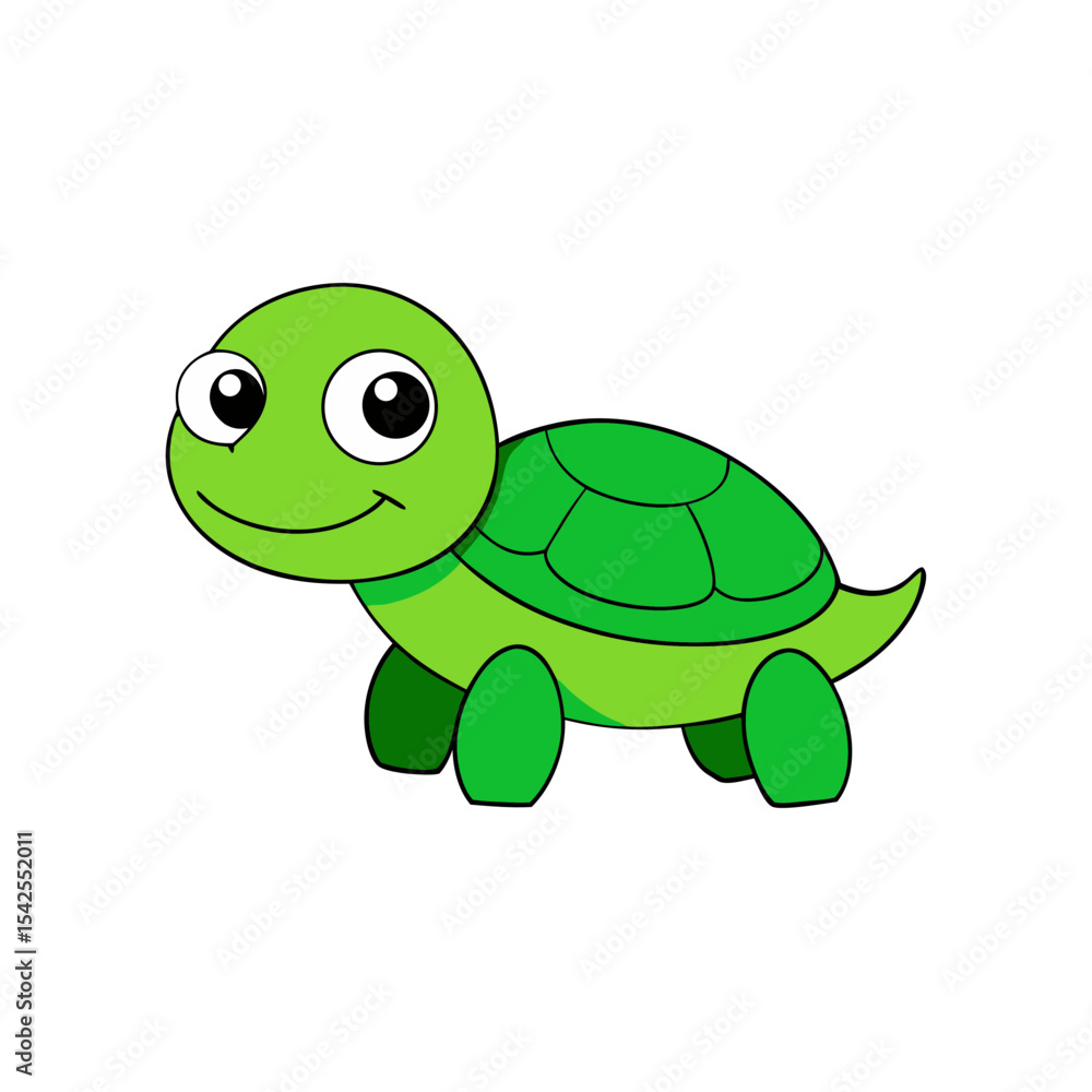 Fototapeta premium Cute Vector Illustration of a Smiling Cartoon Turtle