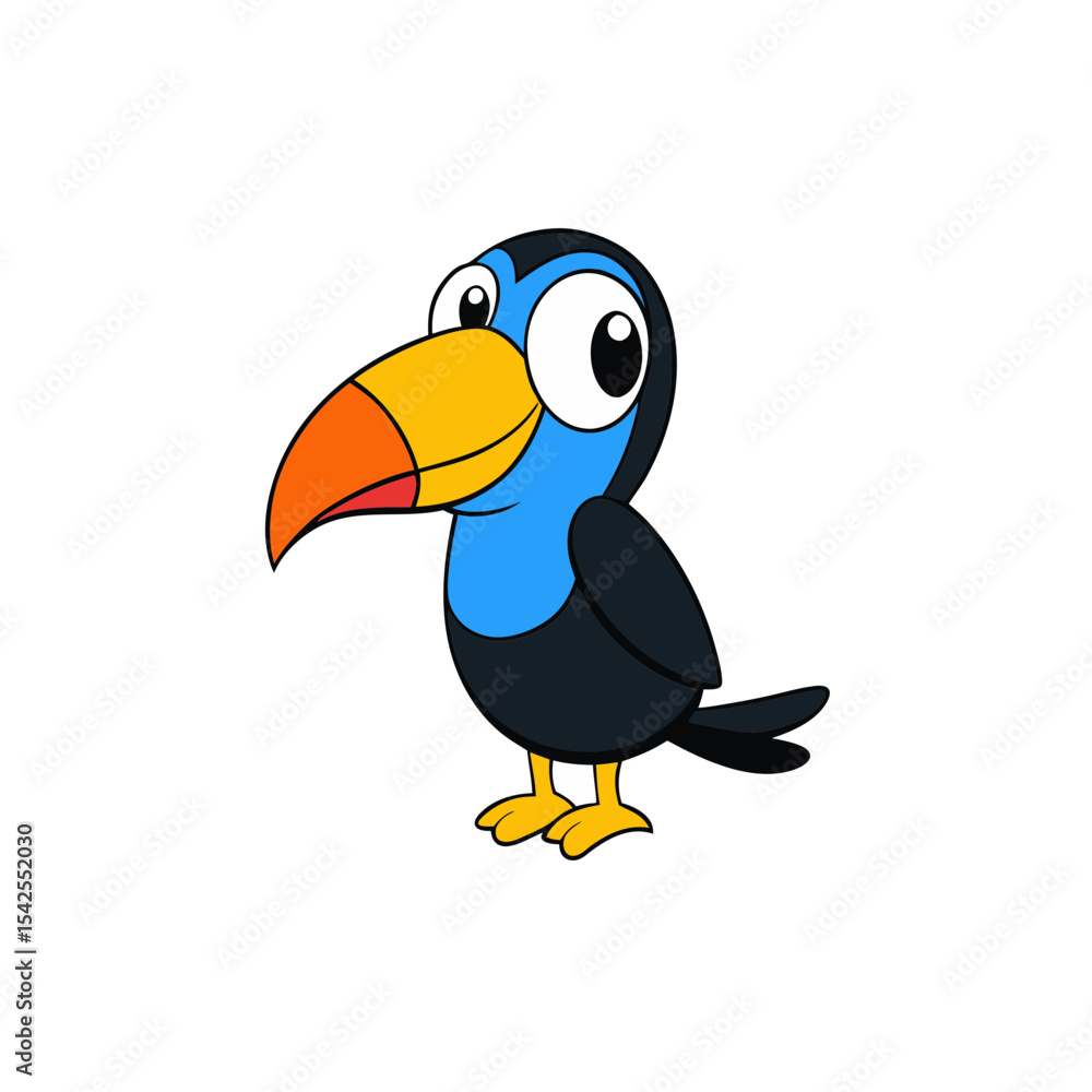 Fototapeta premium Cute Vector Illustration of a Smiling Cartoon Toucan