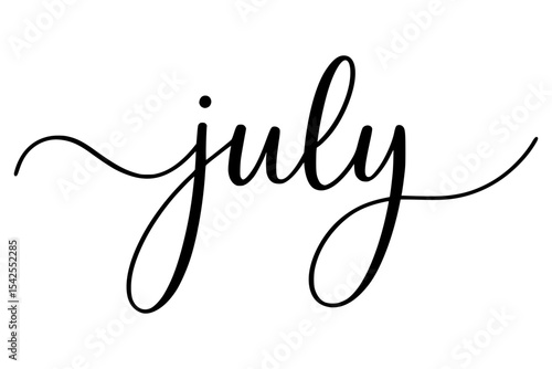 July handwritten elegant script text on a cream background
