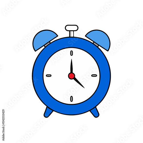 Minimalist Vector Illustration of a Blue Alarm Clock