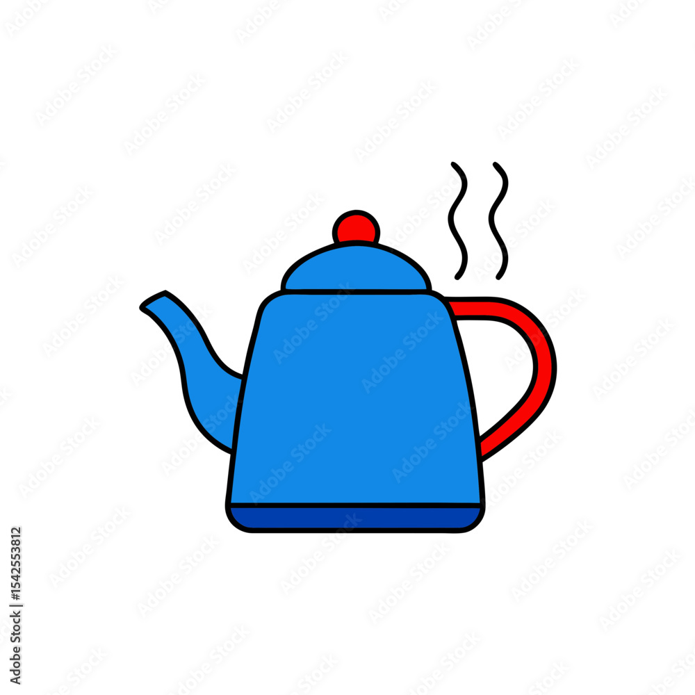 Obraz premium Minimalist Vector Illustration of a Blue Teapot