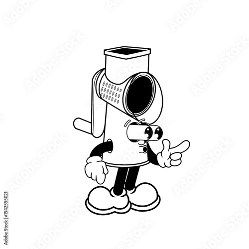 Retro character design of suprised grater outline