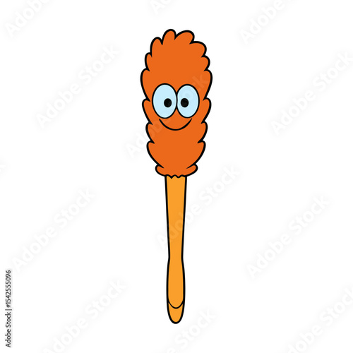 Simple Vector Illustration of a Feather Duster with Handle