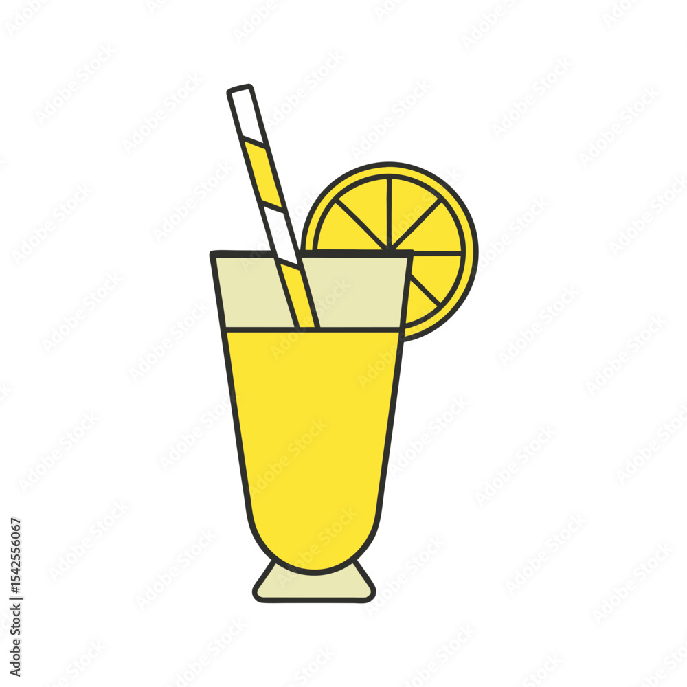 Simple Vector Illustration of a Yellow Lemonade Glass Simple Vector Illustration of a Yellow Lemonade Glass