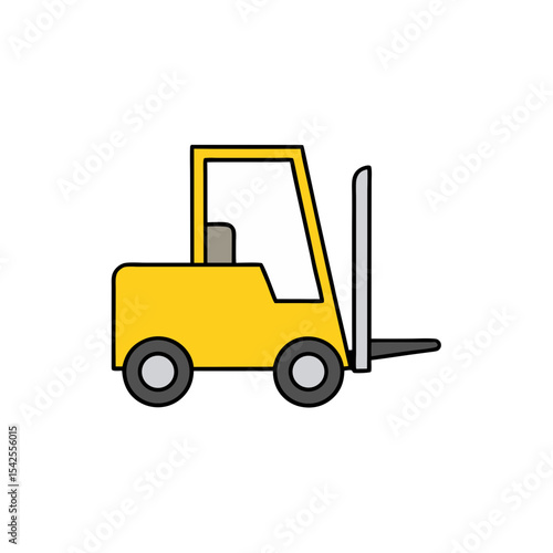 Simple Vector Illustration of a Yellow Forklift Cartoon