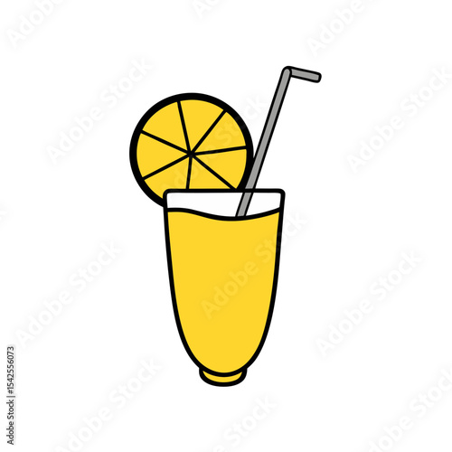 Simple Vector Illustration of a Yellow Lemonade Glass