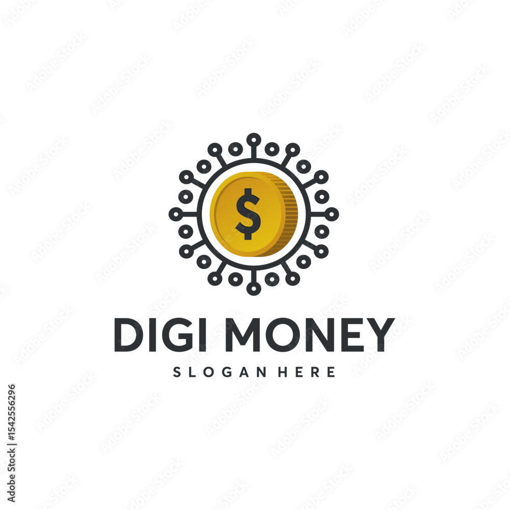 Fototapeta premium Digital currency design featuring a gold coin.