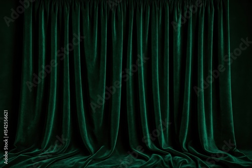 Wallpaper Mural Luxurious green velvet curtains with elegant pleating and premium textile presentation Torontodigital.ca