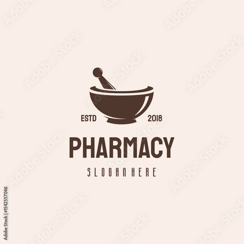 Vintage pharmacy  design with mortar and pestle.