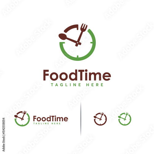 A  design featuring a clock with a spoon and fork.