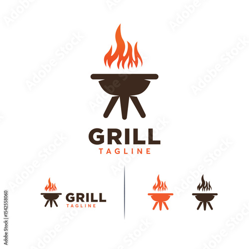 Simple  design of a grill with flames.