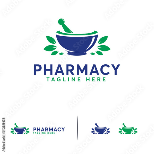 mortar and pestle pharmacy logo template