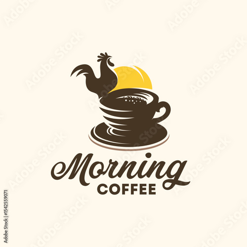Rooster coffee cup  design, morning coffee