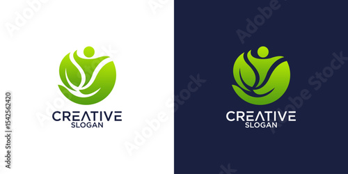 leaf and person logo vector design