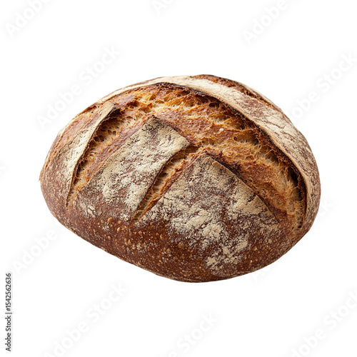 Fresh spelt bread isolated on transparent background.