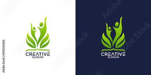 leaf and person logo vector design