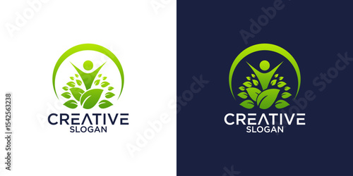 leaf and person logo vector design