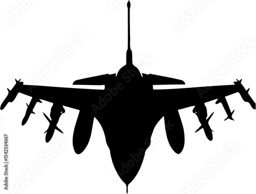 silhouette vector illustration of fighter plane, isolated on white